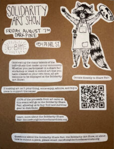 solidarity art show Eugene dark pine coffee anarch