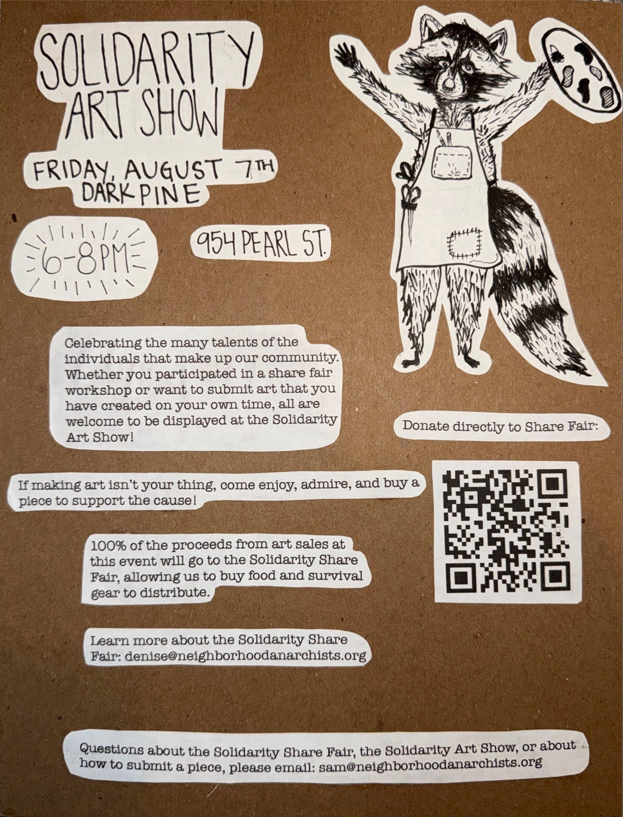 solidarity art show Eugene dark pine coffee anarch