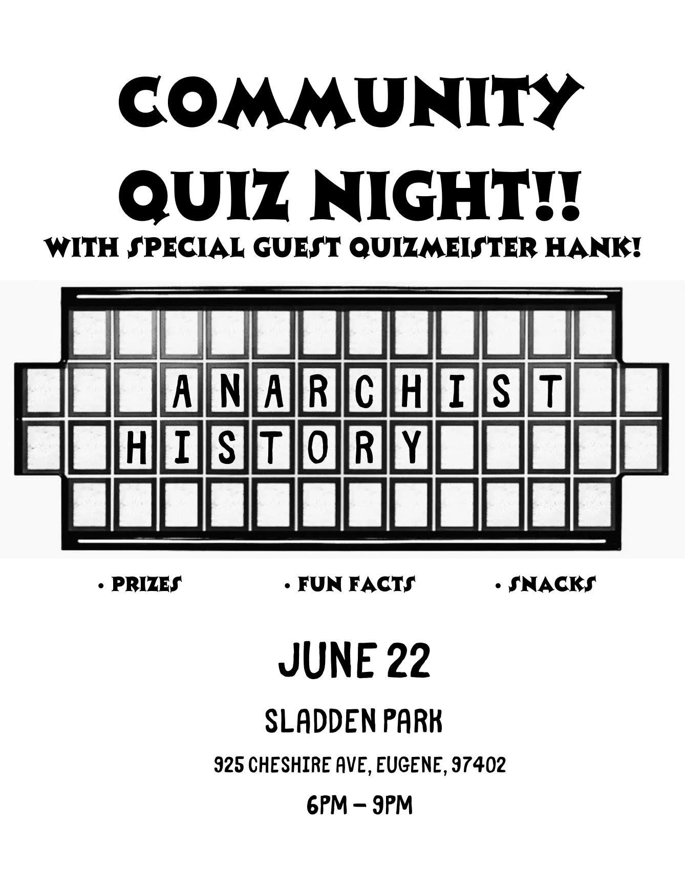 anarch Eugene Oregon NAC neighborhood quiz Sladden community free